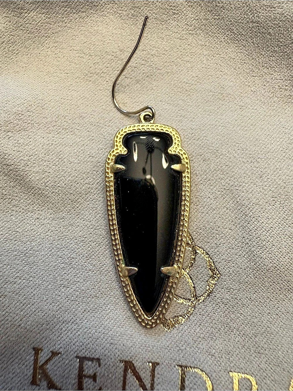 SINGLE EARRING Kendra Scott Skylar Black Opaque Glass Gold REPLACEMENT - Picture 3 of 3